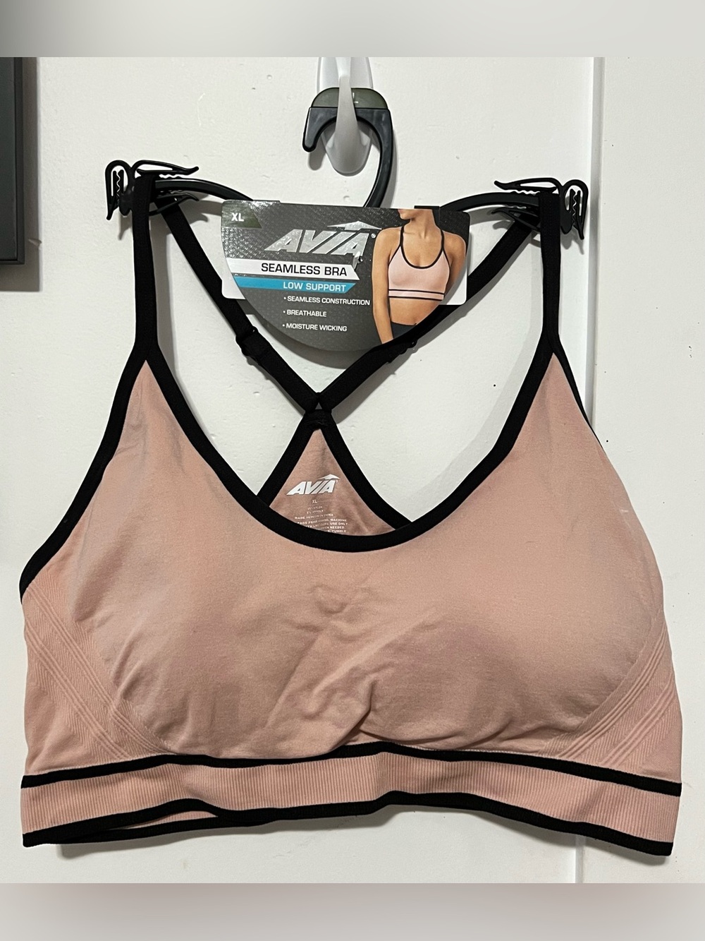 AVIA Seamless Bra Low Support Sports Bra Pink & Black XL